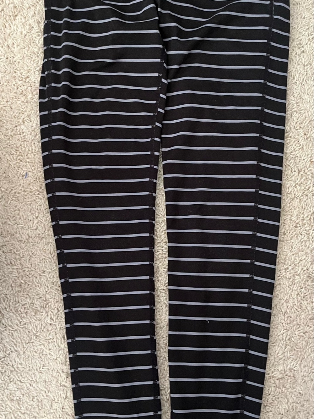 Athleta Black Leggings with Light Gray Stripes, Size XS